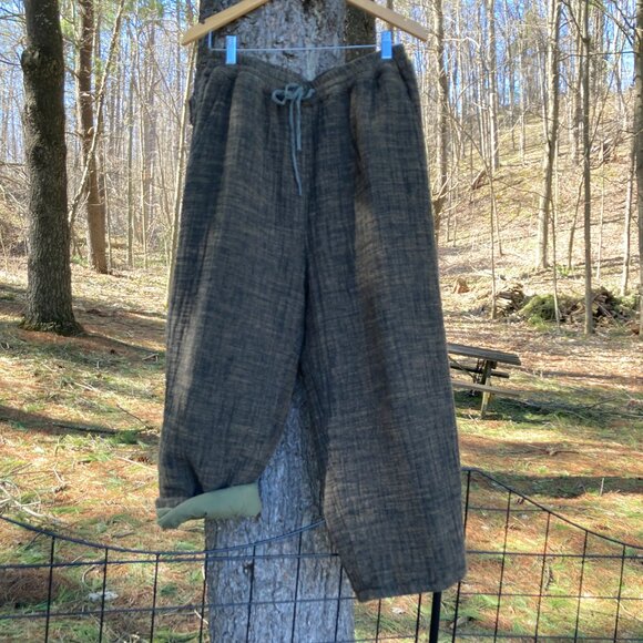 Solid 100% Cotton Padded Wide Leg Winter Women's Harem Style Pants, OS, Brown - Picture 5 of 14